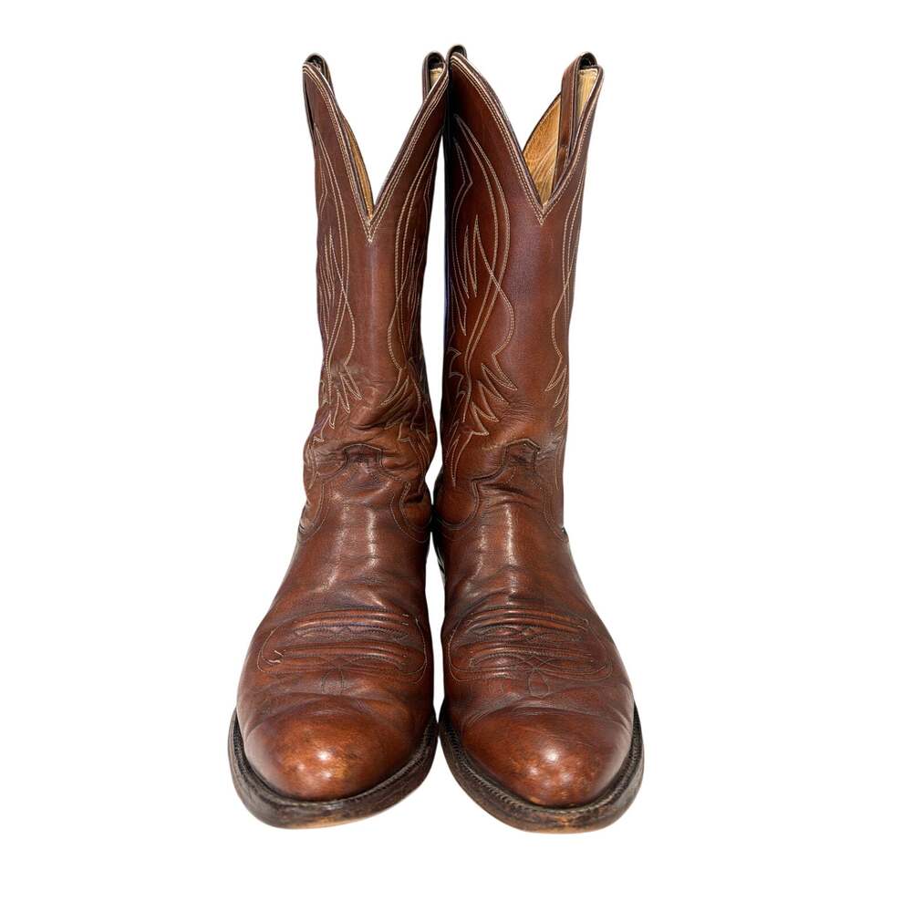 Vintage Justin Brown Cowboy Boots Size 9D Western Leather Cowgirl